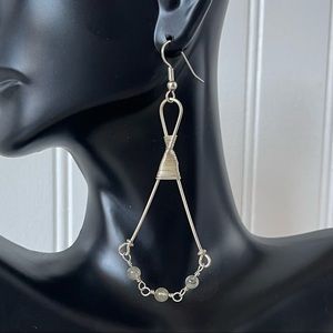 Silver & labradorite beaded chandelier earrings